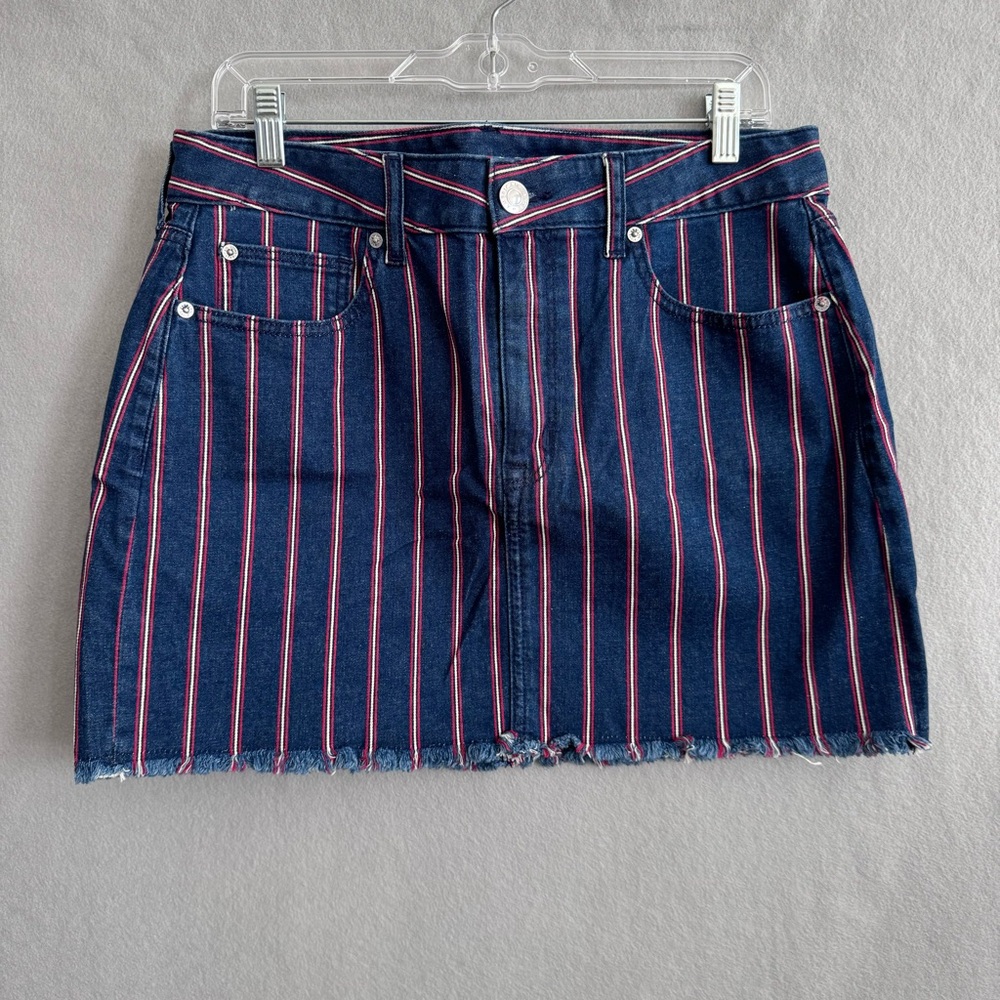 American Eagle Stripe Denim Mini Skirt - Picture 3 of 7
